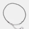 Tobillera con cadena tipo cuerda plateada