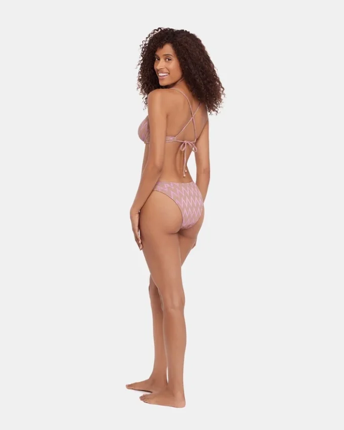 Top de bikini Chevron Brillos morado
