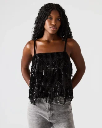 Top de lentejuelas Blakelyn negro