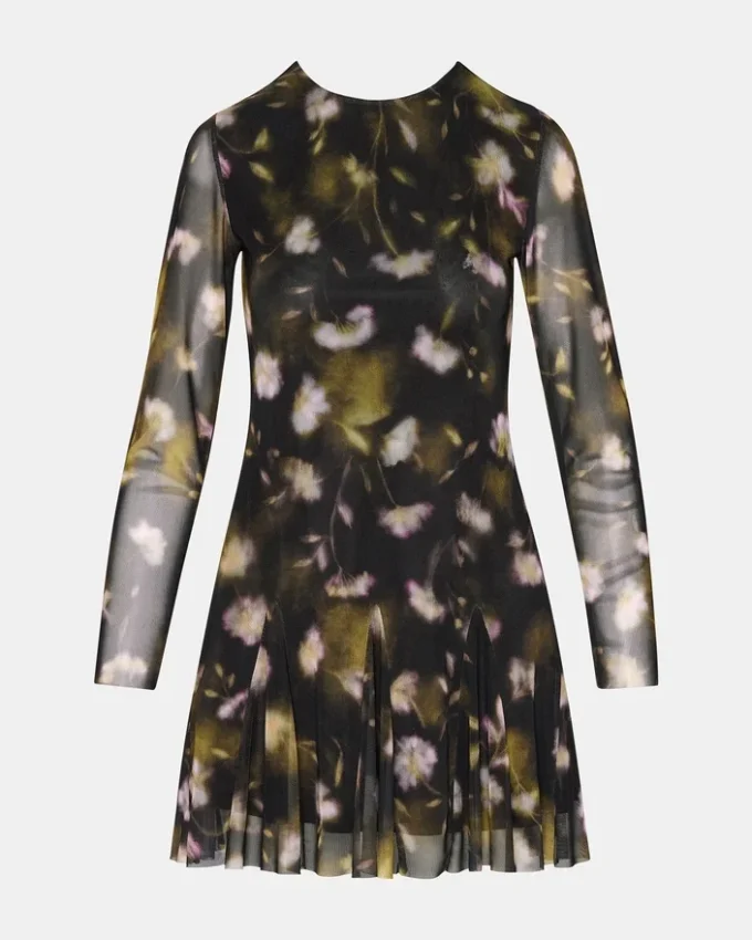 Vestido Bliss negro con estampado floral pequeño Vestido Bliss negro con estampado floral pequeño