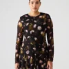 Vestido Bliss negro con estampado floral pequeño Vestido Bliss negro con estampado floral pequeño