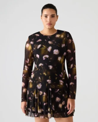 Vestido Bliss negro con estampado floral pequeño