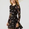 Vestido Bliss negro con estampado floral pequeño Vestido Bliss negro con estampado floral pequeño
