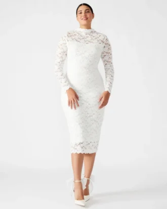 Vestido de encaje Vivienne, color marfil