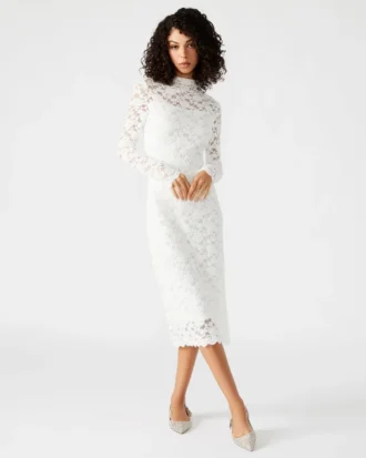 Vestido de encaje Vivienne, color marfil