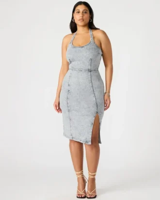 Vestido de mezclilla Gia Gris claro