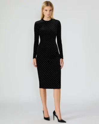 Vestido de terciopelo con tachuelas Hailee Negro