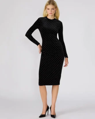 Vestido de terciopelo con tachuelas Hailee Negro