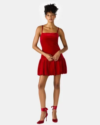 Vestido Giovanna de terciopelo rojo Vestido Giovanna de terciopelo rojo