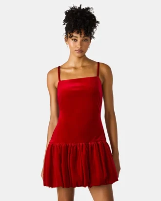 Vestido Giovanna de terciopelo rojo Vestido Giovanna de terciopelo rojo