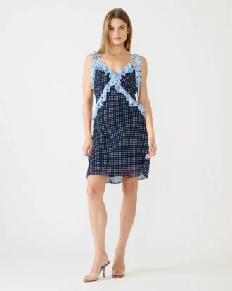 Vestido mini Adalina azul marino vintage