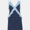Vestido mini Adalina azul marino vintage