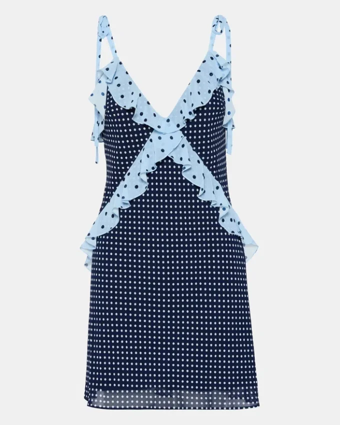 Vestido mini Adalina azul marino vintage